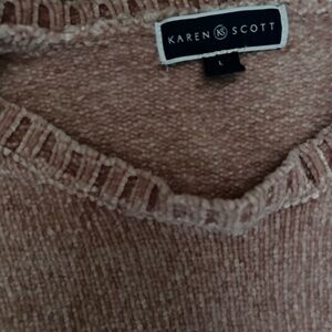 Karen Scott Dusty Rose Chenille Scoop Neck Sweater